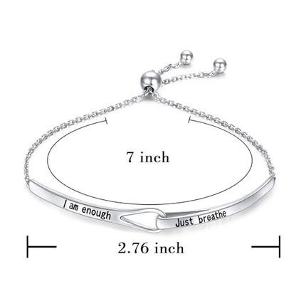 Sterling Silver Engraved Inspirational Adjustable Infinity Bracelet Graduation Gift for Mother Sister Best Friend Jewelry for Women - style: I am enough