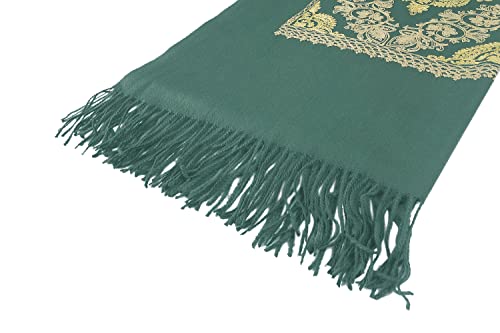 Urban CoCo Embroidered Scarf for Women, Tassel Shawl, Soft Lightweight Wrap - color: #2-dark Green