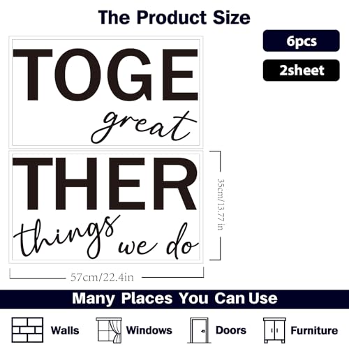 PLIGREAT 2 Sheets Motivational Wall Stickers, Together we do Great Things Wall Decals Peel and Stick Teamwork Art Decor for Office School Store Living Room Bedroom Home Indoor Decoration - style: We Do Great Things