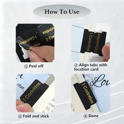 Vorscrin-Laminated Bible Tabs for Women and Men, Gold Foil Lettering Design, Reposition and Large Print Stickers, Bible Study Supplies, 75 Chapters Labels for Easy Navigation (Spanish Black) - color: Spanish Black