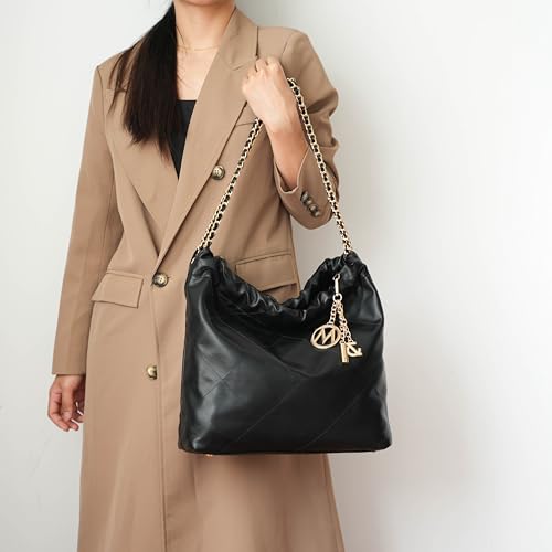 MKF Collection Shoulder Bag for Women, Vegan Leather Top Handle Pocketbook Large Hobo Bag Work Handbag Purse By Mia K - color: Celestine Cognac