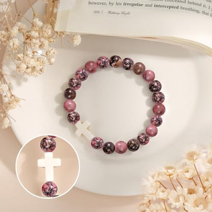 Christian Grandparents - Day Gifts for Women, Religious Cross Bracelet - color: Godis -Red