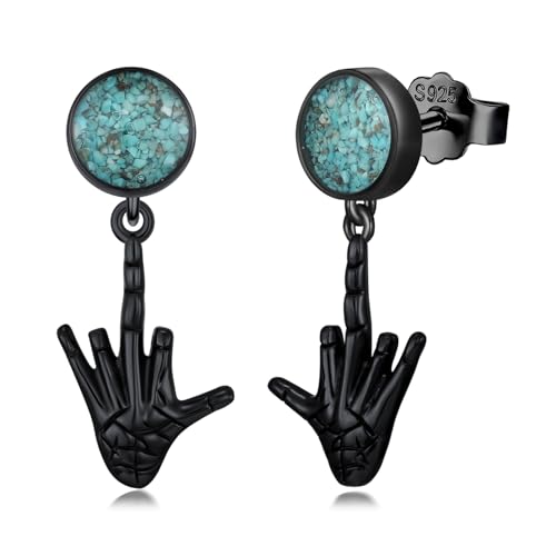 Black Dangle Drop Earrings 925 Sterling Silver Turquoise Earrings Jewelry Gifts for Women Men - style: Skeleton Hand
