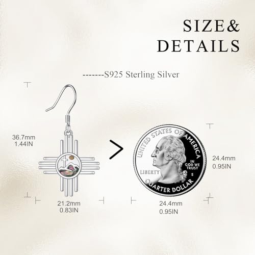 AOBOCO Mustard Seed Earrings for Women Sterling Silver Mountain Cross Earrings Dangle Christian Religion Jewelry Mothers Day Birthday for Mom Wife Friends - style: Zia Sun Earrings