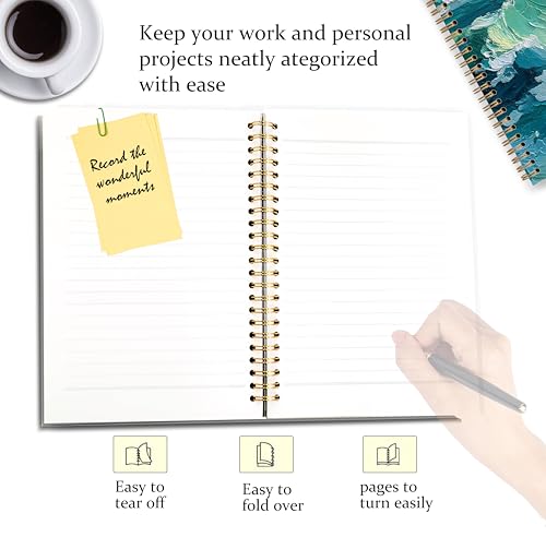 GDJIEGBC Blue Beach Wave Notebook, Coastal Beachy Journal for Women Men, Beach Lover Gifts, Abstract Teal and Blue Ocean Seascape Spiral Notebook Journal 5.5x8.3 - color: Color 16