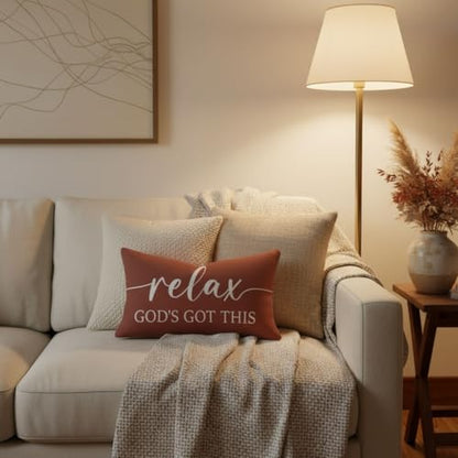 Decorative Throw Pillow Covers 12x20 Inch Set of 2 – Rust - color: Rust