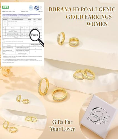 3Pairs Gold Cross Earrings for Women Hoops Huggie Earrings Stack Set - color: Gold-6