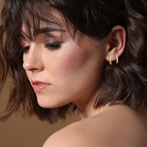 18K Gold Plated Hoop Earrings for Women, NICKEL-FREE & HYPOALLERGENIC, Timeless Jewelry Gift - color: Gold-6pcsC