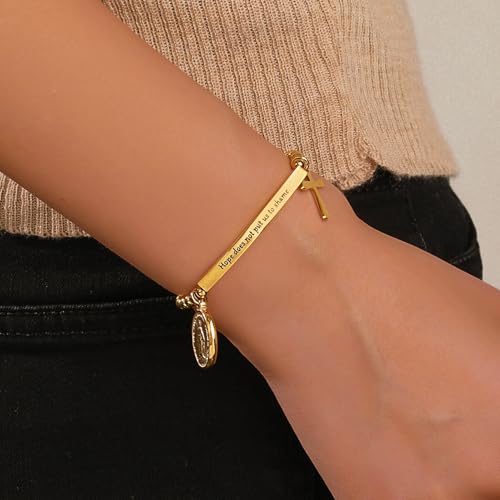 DS Women Christian Charm Bracelet,Cross Scripture Stainless Steel Jewelry - style: Hope does not put us to shame.-Gold