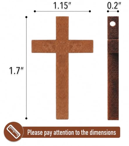Mr. Pen- Wooden Pocket Cross Charms, 60 pcs, 10 m Rope & Threader