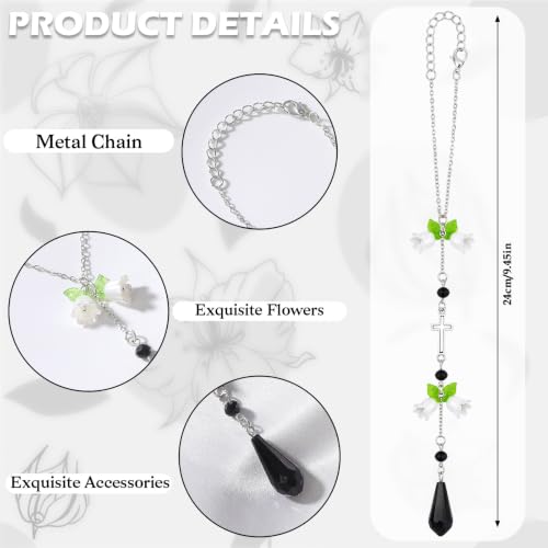 Black Flower Cross Car Rearview Mirror Charm Lily of Valley - color: Black - Flower