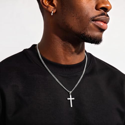 Cross Necklace for Men,6MM Stainless Steel Cuban Link Chain Necklace