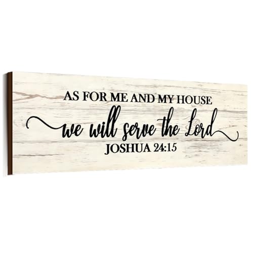 Jetec As for Me and My House We Will Serve Wall Sign, 17 X 6 Inch, Joshua - size: 16.5"L x 5.9"W