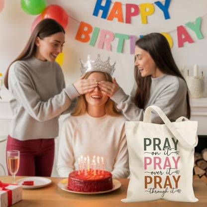 Faith Canvas Tote Bag, Christian Gifts for Women Girls Mom Sister Inspirational Bible Verse Birthday Christmas - color: Colorful Christian 820