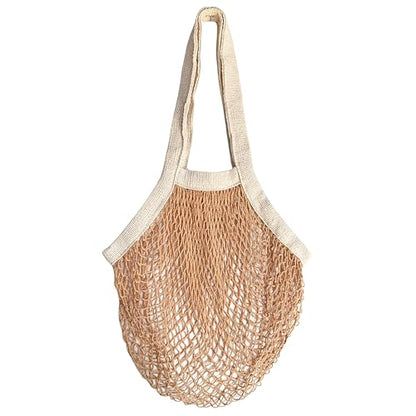 PILLOWPIA French Market Bag – Organic Cotton Tote, Handcrafted Adjustable Strap, Eco-Friendly 12-15" Farmers Market Carrier - color: Wheat