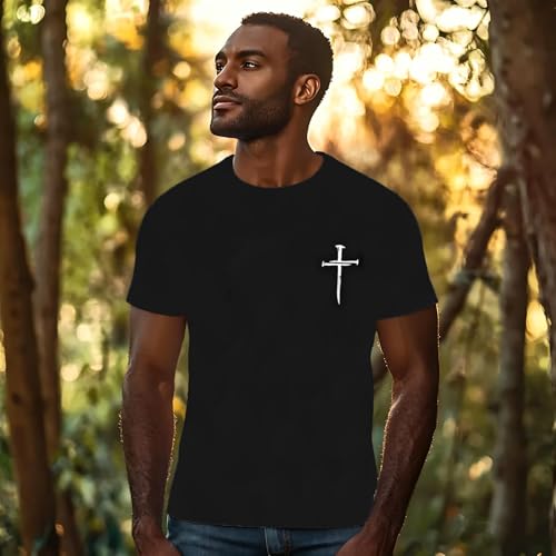 Christian Jesus Shirts for Men Inspirational Bible Verse Faith Graphic Tees - color: Black2, size: Medium