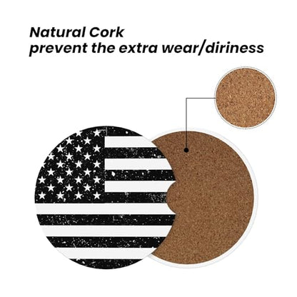 American Flag Retro Car Cup Holder Coasters 2 Pack 2.63" for Women - color: White