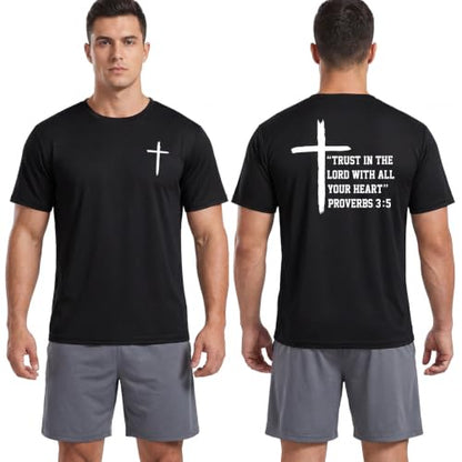Shyyween Mens Christian Cross T-Shirt Bible Verse Graphic - size: Small, style: Trust