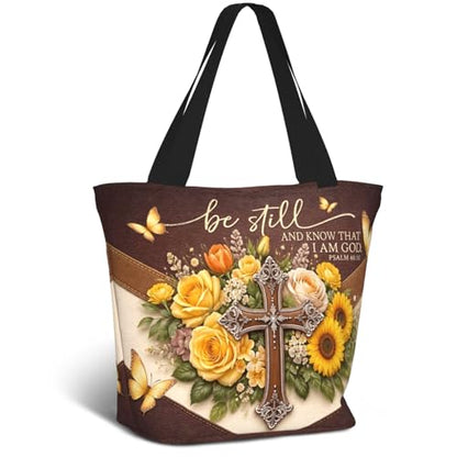 Bible Tote Bags For Women Religious Church Bag Christian Tote Bags Inspirational For Women Organizer Christian Gift - color: Bible Cross 3