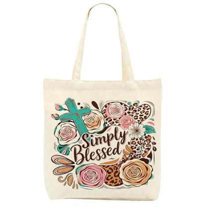 Faith Canvas Tote Bag, Christian Gifts for Women Mama Sister Inspirational Bible Verse Birthday Christmas - color: Floral Christian 859