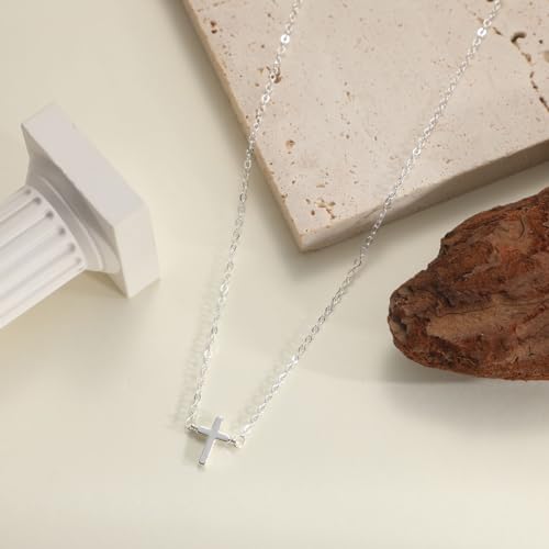 VIROMY Gold Cross Necklace for Women 14K Gold Plated Cute Sidways Cross Pendant Choker Necklaces Simple Trendy Everyday Jewelry for Women - style: Nifty Cross-SL