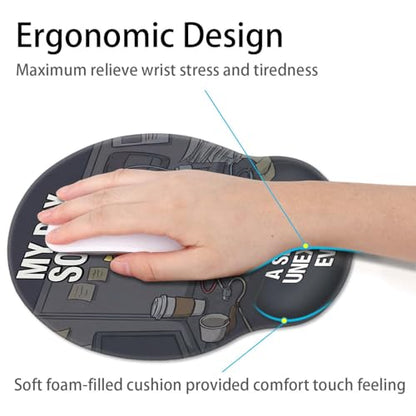 Britimes Ergonomic Mouse Pad with Wrist Support, Cat Coffee Grey - color: Chaos Grey Cat