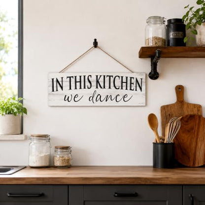Farmhouse In this Kitchen, we dance Signs Wall Hanging 6" x 14.5" - color: Kitchen