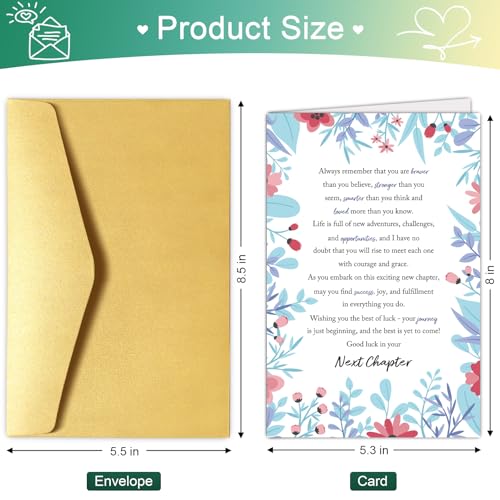 New Chapter Card for Men Women, Floral Good Luck in Your Next Chapter Card, Coworker Leaving Cards Gifts, New Home Congratulations Cards, New Beginning Gifts - color: New Chapter