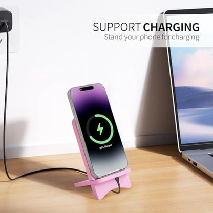 Cell Phone Stands, Desktop Stand, Luxury Nature Wood Simple Phone Stand, Compatible with iPhone & All Cell Phones, Ultra-Stable, Portable & Non-Slip Design, 2 Pieces, Pink - color: Pink