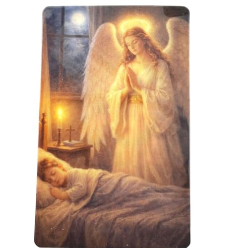 Westmon Works Guardian Angel Bracelet for Females Glass Bead Rosary Bracelet with Laminated Matching Holy Card Made in USA First Communion Gift