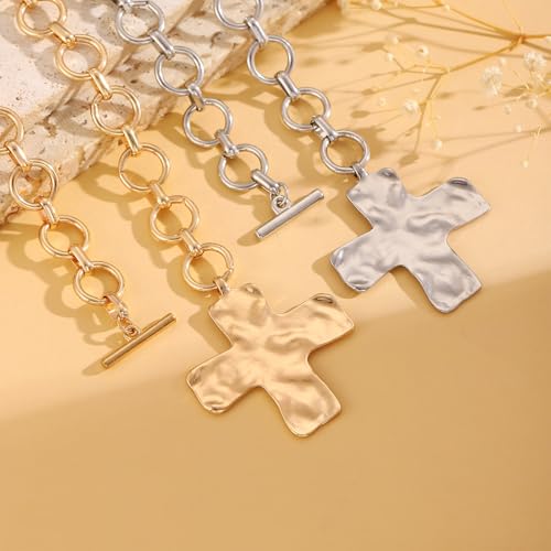 Pearl Cross Necklace Big Cross Pendants Necklaces for Women Chunky Pearl Necklace Gothic Cross Necklace Punk Vintage Cross Jewelry Women - style: Silver 04