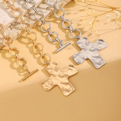 Pearl Cross Necklace Big Cross Pendants Necklaces for Women Chunky Pearl Necklace Gothic Cross Necklace Punk Vintage Cross Jewelry Women - style: Silver 04