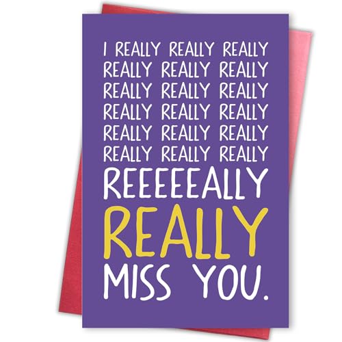 Funny Miss You Card, Long Distance Friendship Card, Humor Thinking of You Card for Friend, Boyfriend, Girlfriend, Family, Relatable Meme Style - color: I Really Miss You