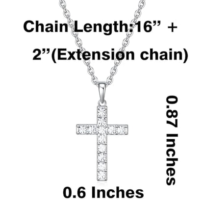 Birthstone Cross Necklace for Women,First Communion Gifts Easter Baptism Cross Jewelry Pendant Gift - color: 04April-Crystal White