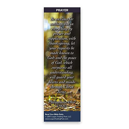 Christian Bookmark with Bible Verse, Pack of 25, Prayer Themed, Be Anxious for Nothing, Philippians 4:6-7