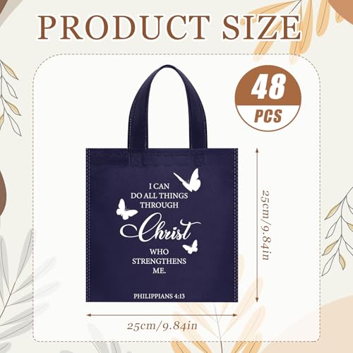 Sweetude 48 Pcs Christian Gift Bags Bulk, Bible Verse Gift Bags for Women - color: Dark Blue, style: Bible