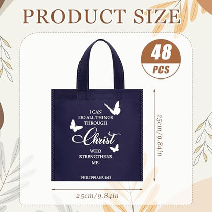 Sweetude 48 Pcs Christian Gift Bags Bulk, Bible Verse Gift Bags for Women - color: Dark Blue, style: Bible