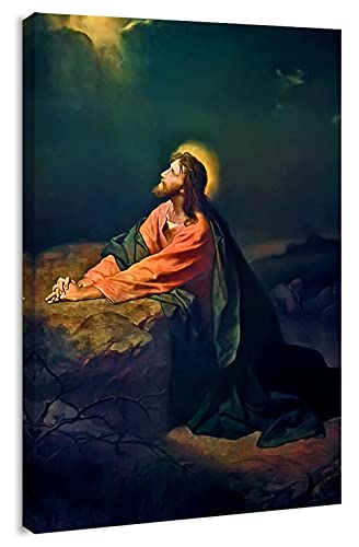 Canvas Print Wall Art - Christ in Gethsemane, 1886 by Heinrich Hofmann - 12x18 inches - color: Christ in Gethsemane, size: 18"L x 12"W