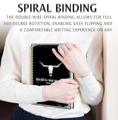 BNHJKFQZ Retro Gothic Black Christian Spiral Notebook,Bible Journal for Women, Christian Gifts for Women Girls, Prayer Bible Study Supplies Journaling Notebook, Hardcover Spiral Notebooks 5.5 x 8.3 - color: Bible -balck