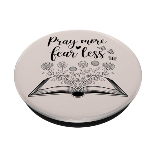 Christian Pray More Fear Less PopSockets Adhesive PopGrip - style: Adhesive PopGrip