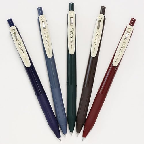 Zebra Pen SARASA Clip Retractable Gel Pen, Assorted Vintage Dark Ink, 5-Pk - color: Neutral Vintage B