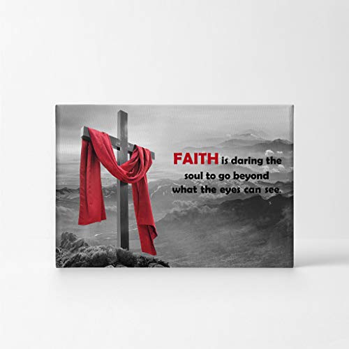 Smile Art Design Faith is Daring the Soul to Go Beyond What the Eyes Can See William Newton Clarke Scripture Canvas Print Scripture Wall Decor Christ Pray Cross Religious Christian Gift Decor - 8x12 - color: Scripture Quote Wall Art H10, size: 12"L x 8"W
