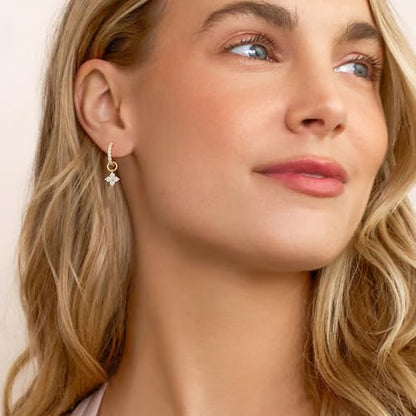 DAILY VIBES Cute Butterfly Star Cross Heart CZ Dangle Earrings for Women - color: Gold Four Stones