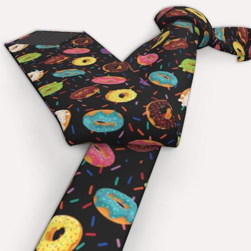 Men's Neckties, Novelty Printed Skinny Tie for Work Casual Party - color: Colorful Donut