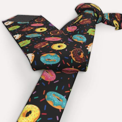 Men's Neckties, Novelty Printed Skinny Tie for Work Casual Party - color: Colorful Donut