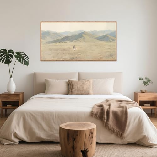 CHDITB Large Jesus with Lamb Landscape Framed Canvas Wall Art 40x20 Inch - color: Jesus Leaves The 99 Parable of The Lost Sheep, size: 40"L x 20"W