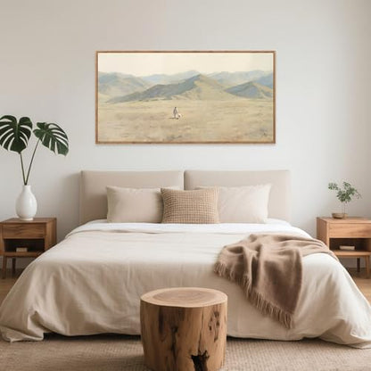 CHDITB Large Jesus with Lamb Landscape Framed Canvas Wall Art 40x20 Inch - color: Jesus Leaves The 99 Parable of The Lost Sheep, size: 40"L x 20"W