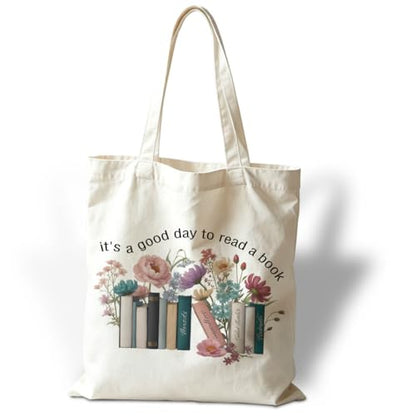 Canvas Tote Bag Aesthetic, It's A Good Day to Read A Book, Reusable Grocery Shopping Bags, Aesthetic Canvas Tote Bag for Shopping Grocery, Beautiful And Delicate Gifts - color: Style 09