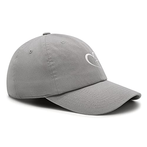 JPAK Heart and Cross Premium Dad Hat Embroidered Cotton Baseball Cap Christian Faith - color: Light Gray