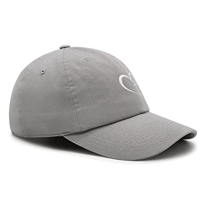 JPAK Heart and Cross Premium Dad Hat Embroidered Cotton Baseball Cap Christian Faith - color: Light Gray